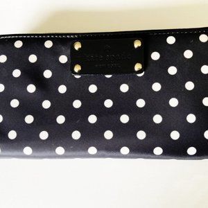 Black/White Polka Dot Large Nylon  Zip Around Wallet